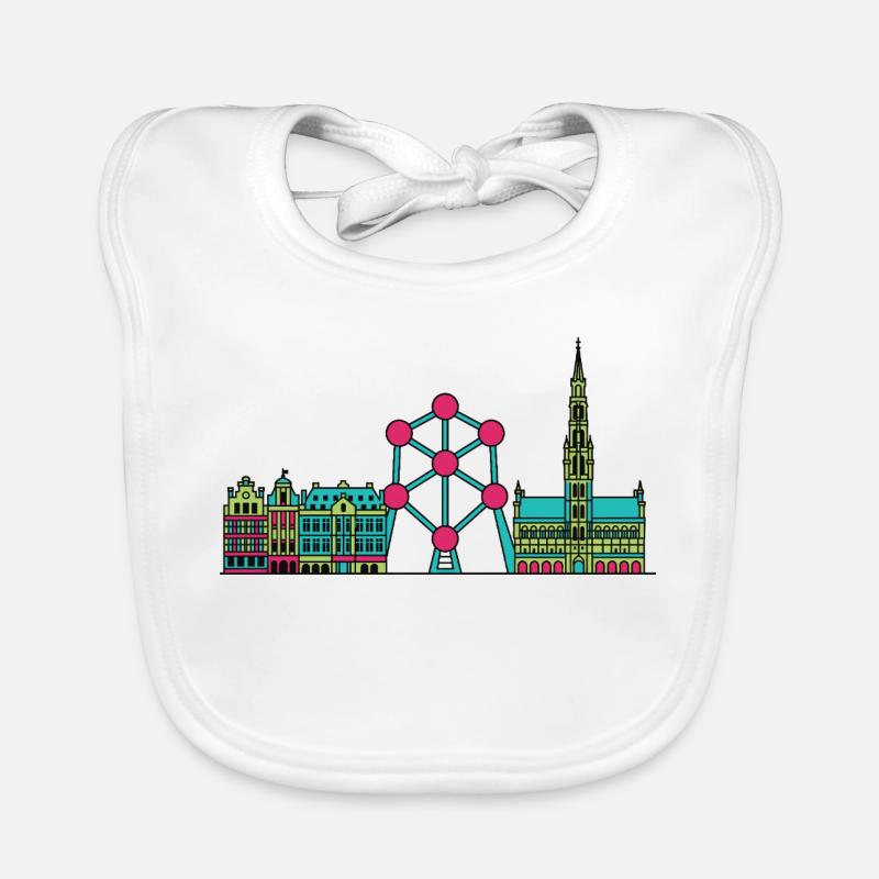 Brüsseler Stadtsilhouette Atomium Moderne Linienkunst Baby Bio-Lätzchen