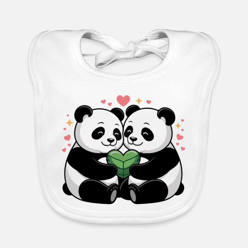 Couples de pandas amoureux Bavoir bio Bébé