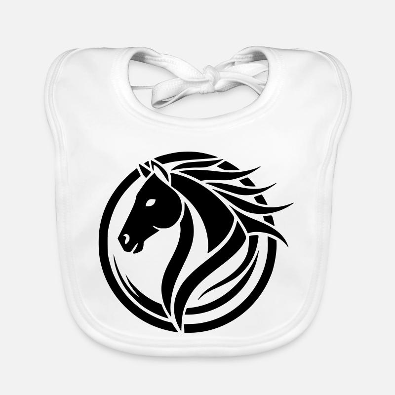 logo cheval - Bavoir bio Bébé - blanc
