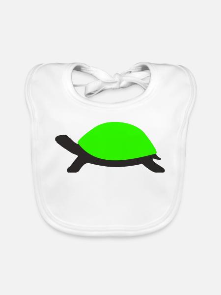 Drawn Turtle - Organic Baby Bibs - white - Front