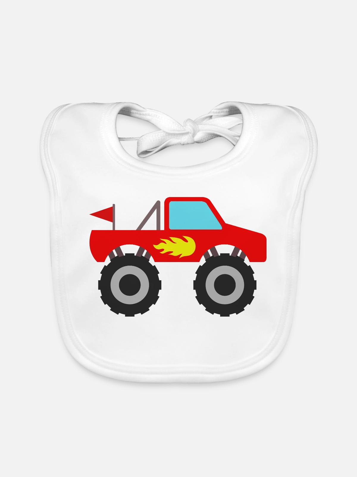Monstertruck - Baby Bio-Lätzchen - Weiß - Vorne