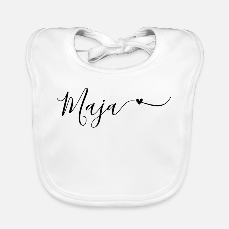Maja Name First Name Decorative Organic Baby Bibs