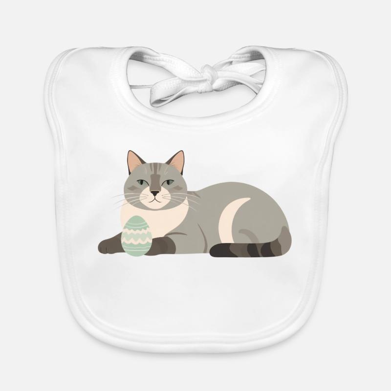 Chat de Pâques en gris pastel Bavoir bio Bébé