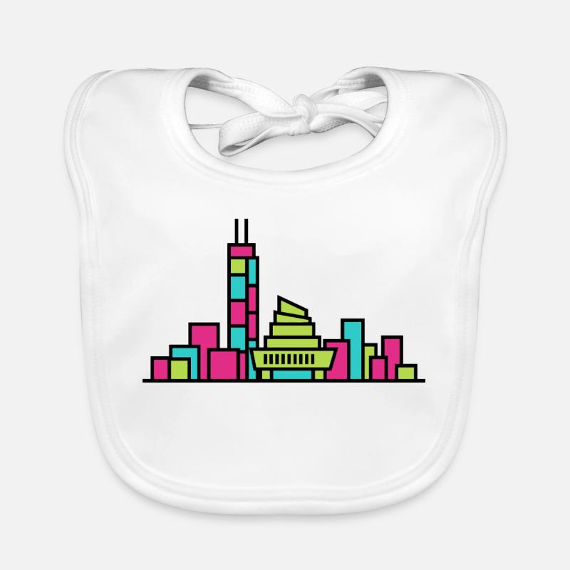 Hamilton City Skyline Industry Linienkunst Baby Bio-Lätzchen