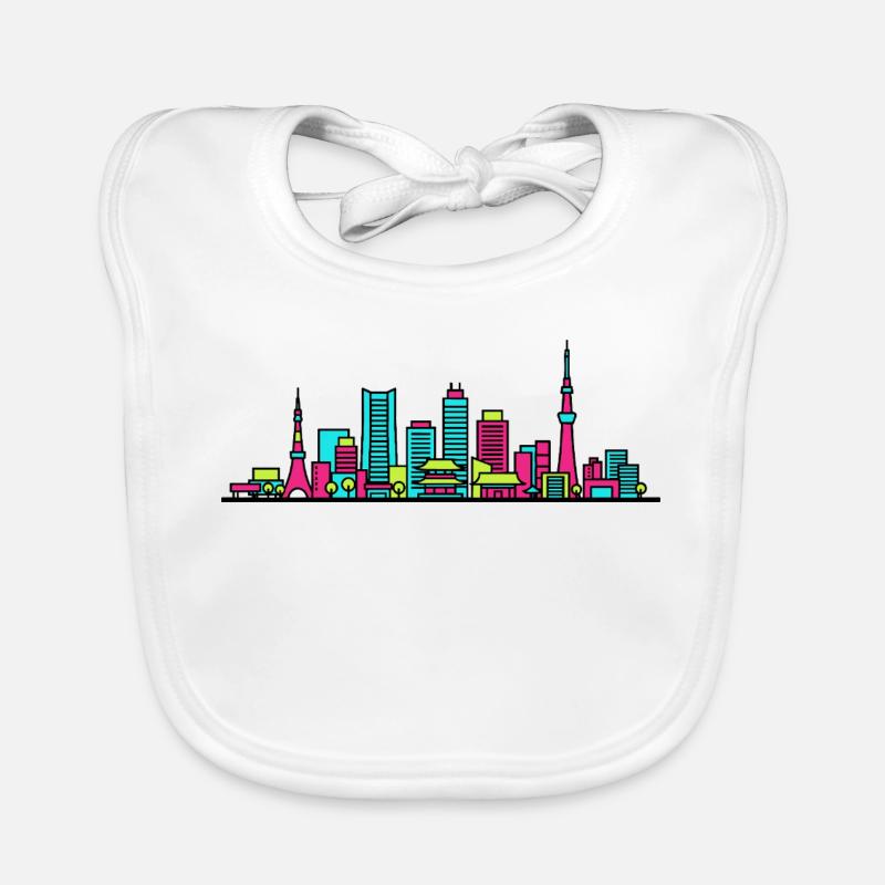 Skyline de la ville de Tokyo Skytree Tower Art moderne Bavoir bio Bébé
