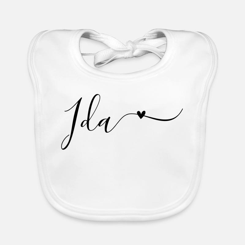 Ida Name First Name Decorative Organic Baby Bibs