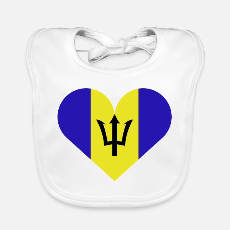Barbados flag with heart Organic Baby Bibs