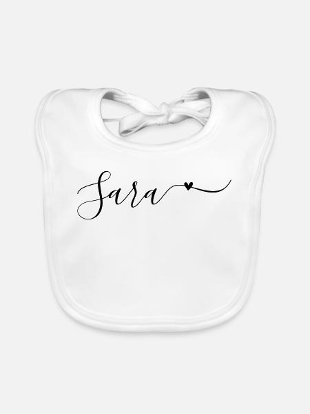 Sara Name First Name Decorative - Organic Baby Bibs - white - Front