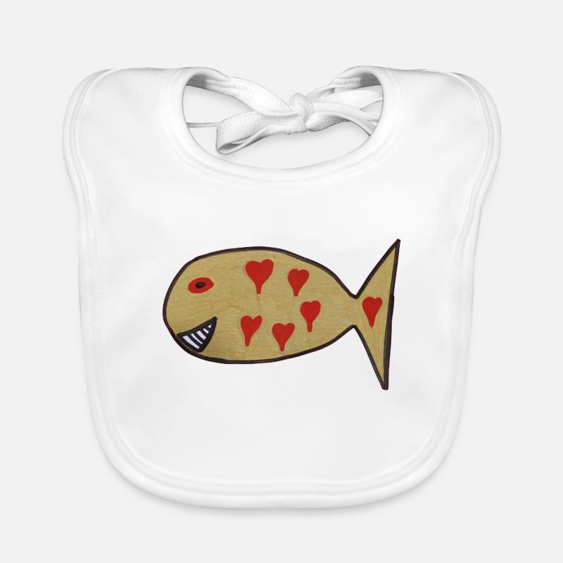Heart fish with heart pattern Organic Baby Bibs