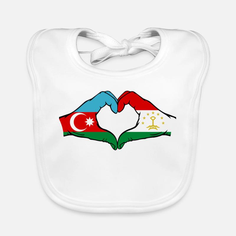 Cœur du drapeau du Tadjikistan d’Azerbaïdjan Bavoir bio Bébé