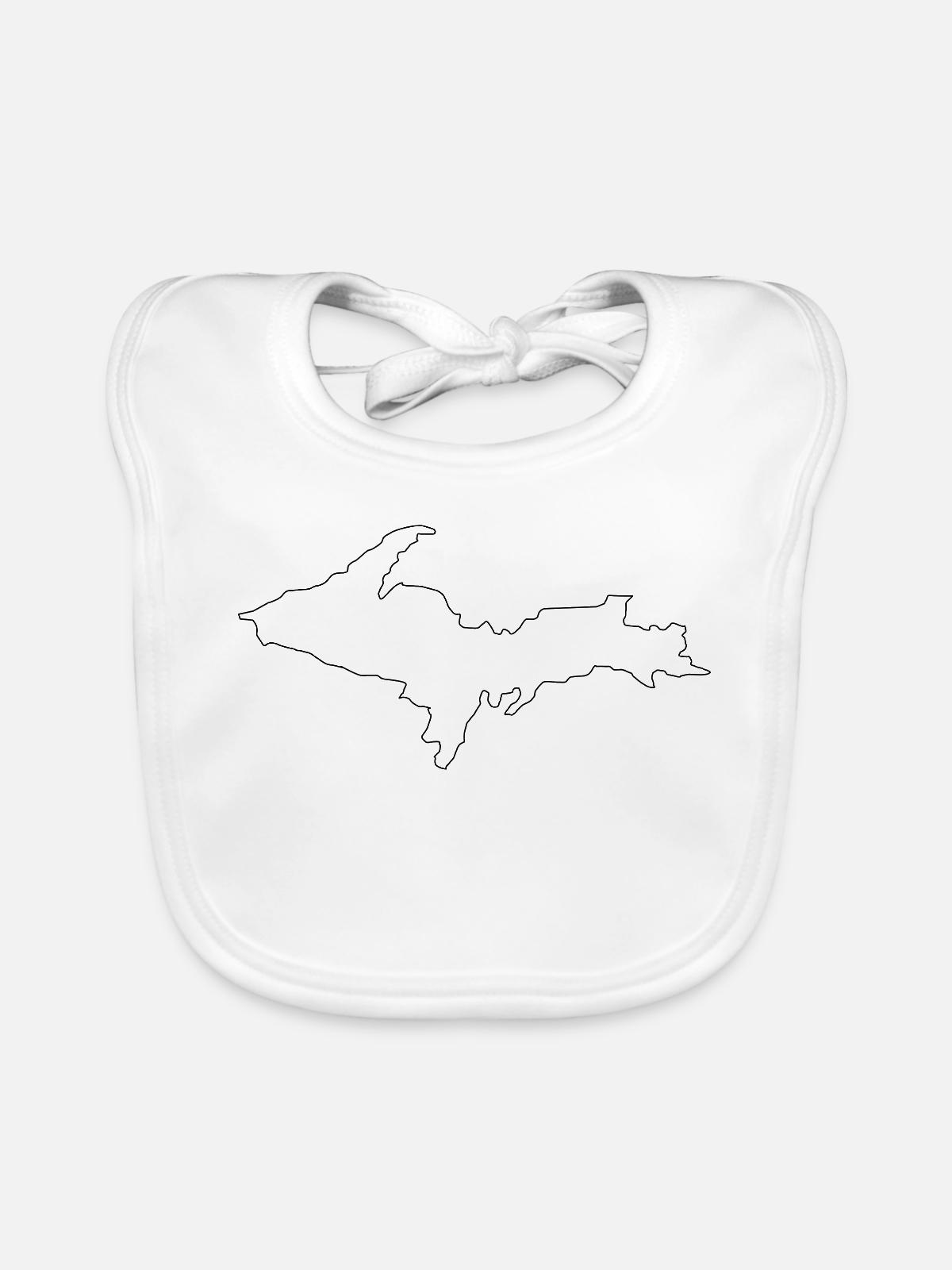 Michigan Upper Peninsula - Organic Baby Bibs - white - Front