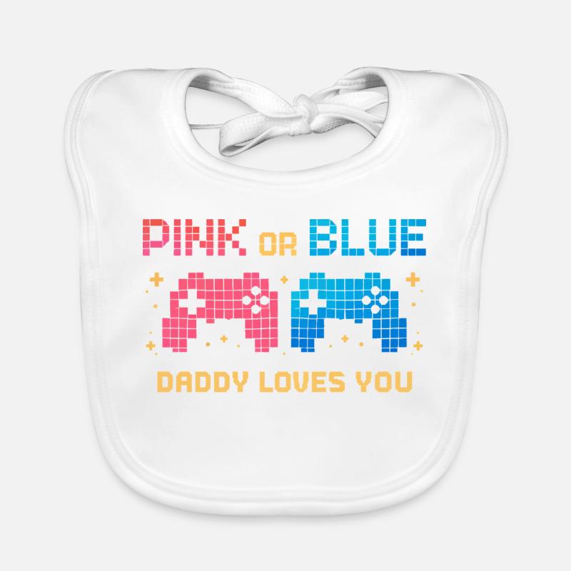 Pink or Blue Pixel Controller Baby Bio-Lätzchen