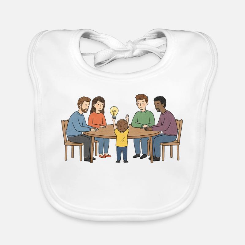 Kollektive Idee um einen Tisch Baby Bio-Lätzchen
