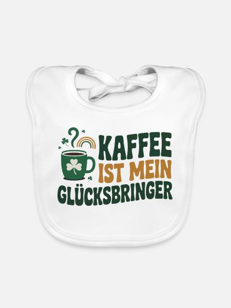 Coffee is my lucky charm - Organic Baby Bibs - white - Front