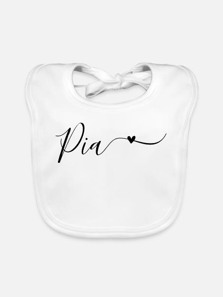 Pia Prénom Décoratif - Bavoir bio Bébé - blanc - Devant