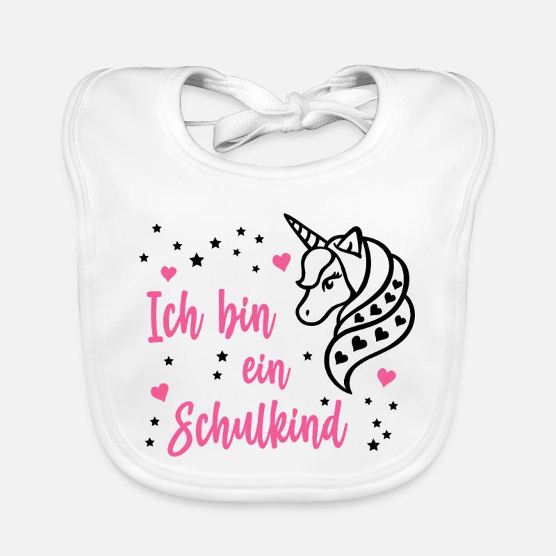 Ich bin ein Schulkind Schule Einschulung Einhorn Baby Bio-Lätzchen