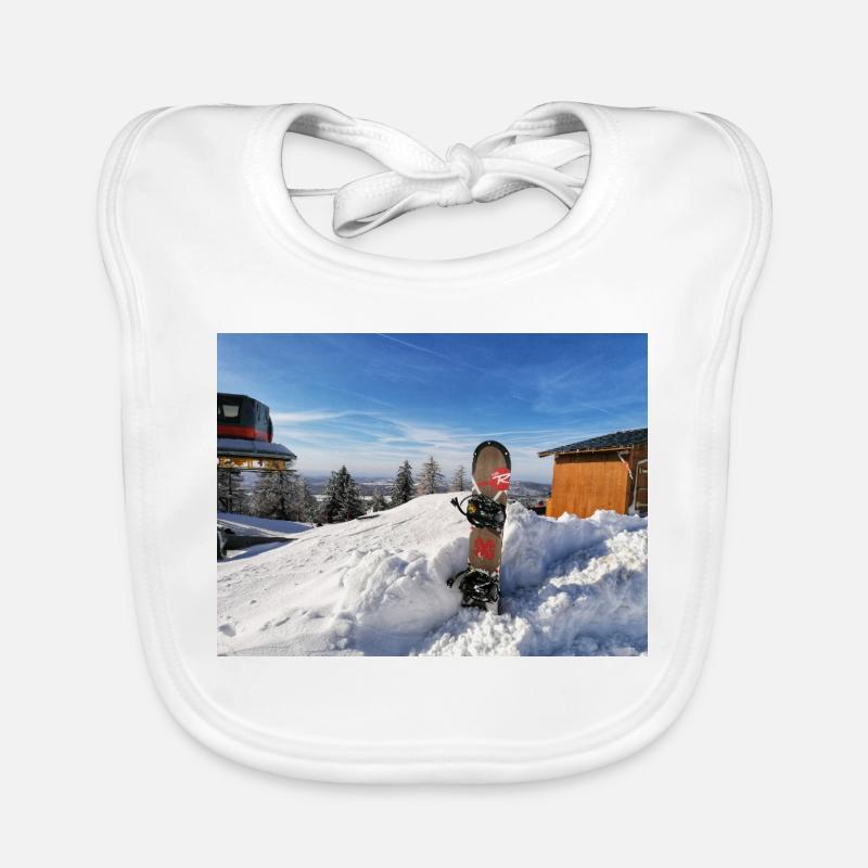Snowboarding on a sunny slope Organic Baby Bibs