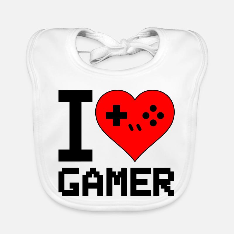 Herz mit Game-Controller Silhouette Baby Bio-Lätzchen