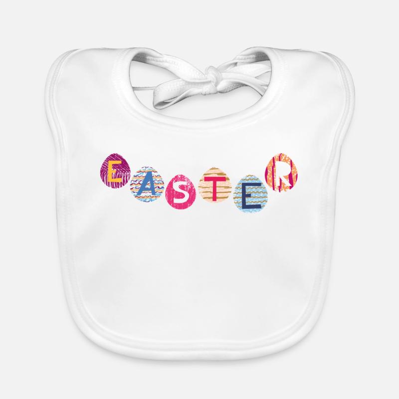 Easter letters on colorful eggs Organic Baby Bibs