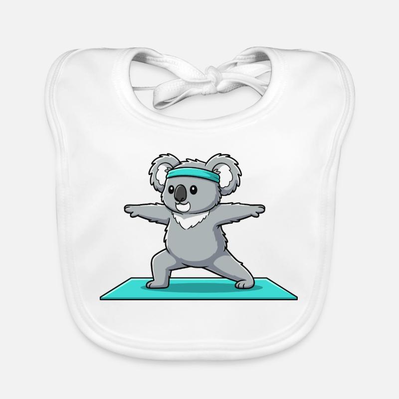 Yoga-Koala-Bär macht Krieger-Pose Baby Bio-Lätzchen