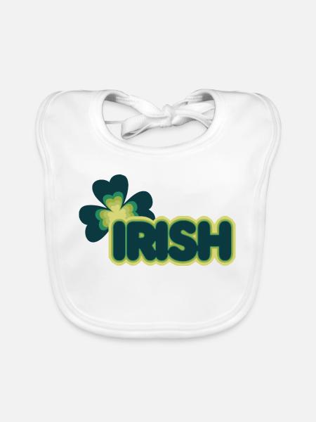 Retro Shamrock Glow - Organic Baby Bibs - white - Front