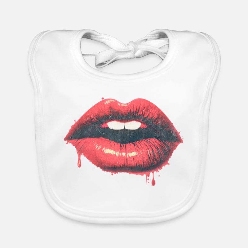 Baiser urbain - Goutteuse - Red Lips Pop Art Bavoir bio Bébé
