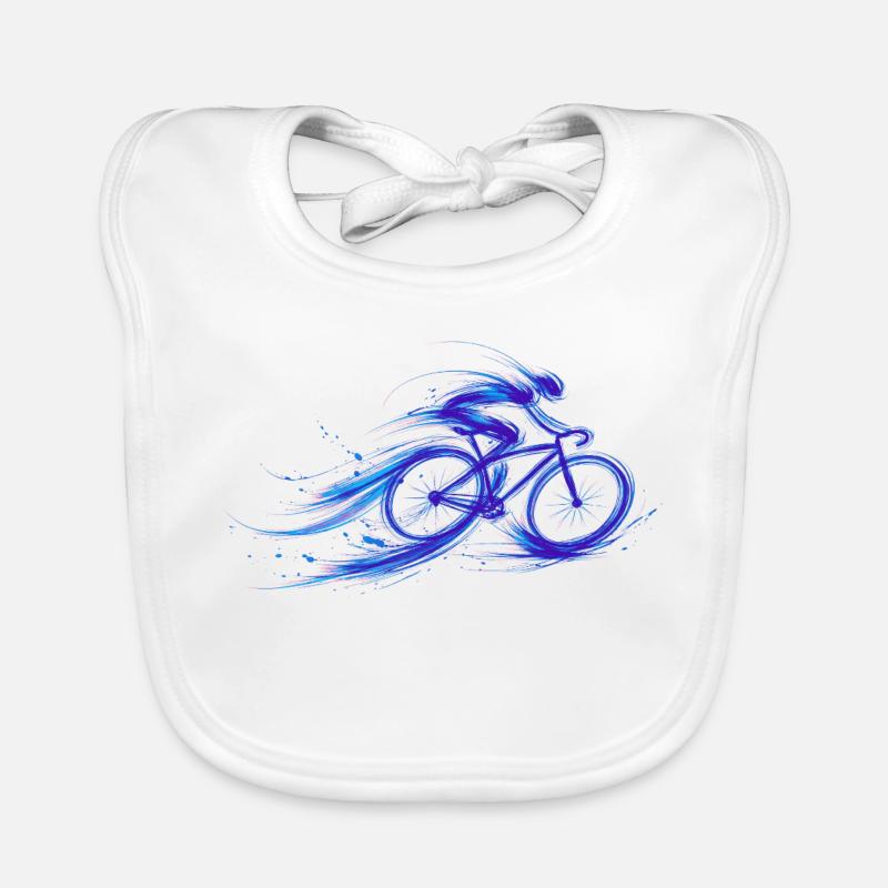 Cycliste Vélo Rapide Bleu - Bavoir bio Bébé - blanc