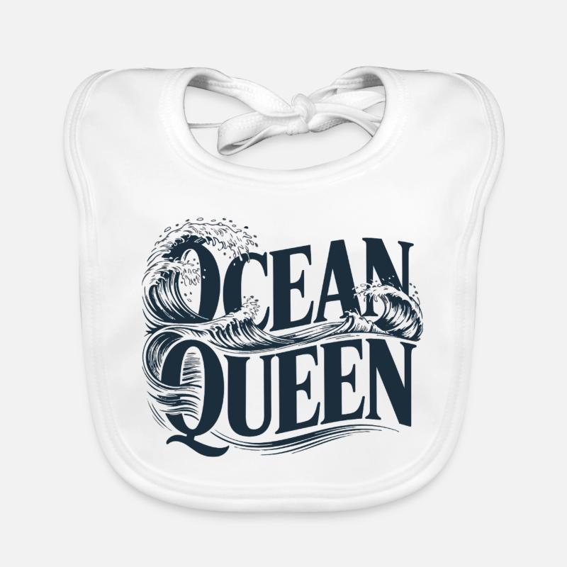 Ocean Queen - Conception typographique des vagues Bavoir bio Bébé
