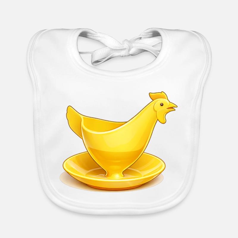 Yellow GDR egg cup, Ostalgie Organic Baby Bibs