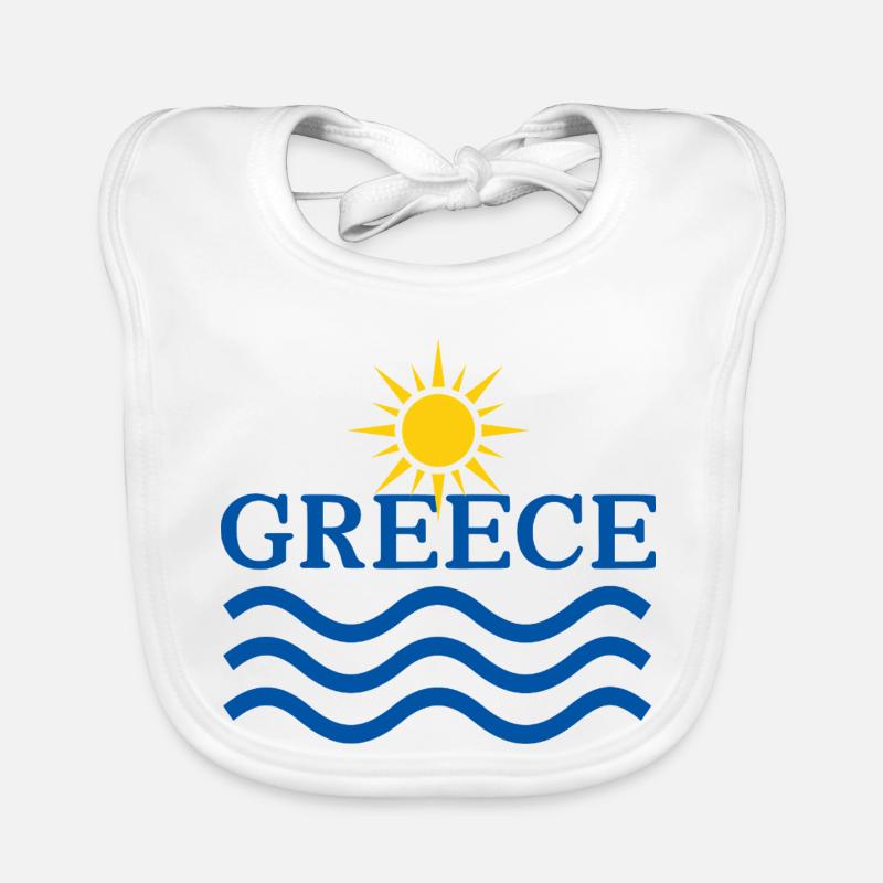 Greece Sun Waves Emblem Organic Baby Bibs