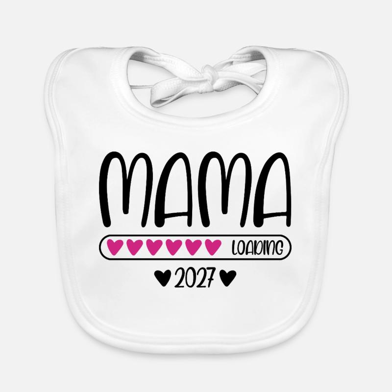 Mama 2027 loading with heart loading bar Organic Baby Bibs