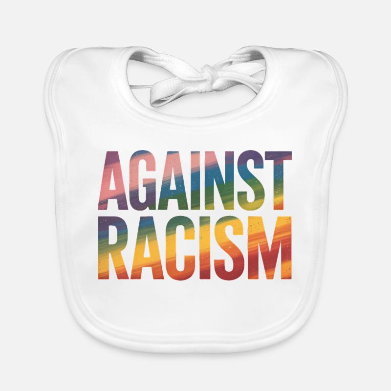 Against Racism - Antifa Rainbow Tee Organic Baby Bibs