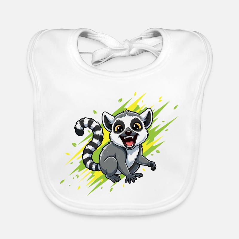 Fröhlicher Lemur mit Strahlenhintergrund Baby Bio-Lätzchen