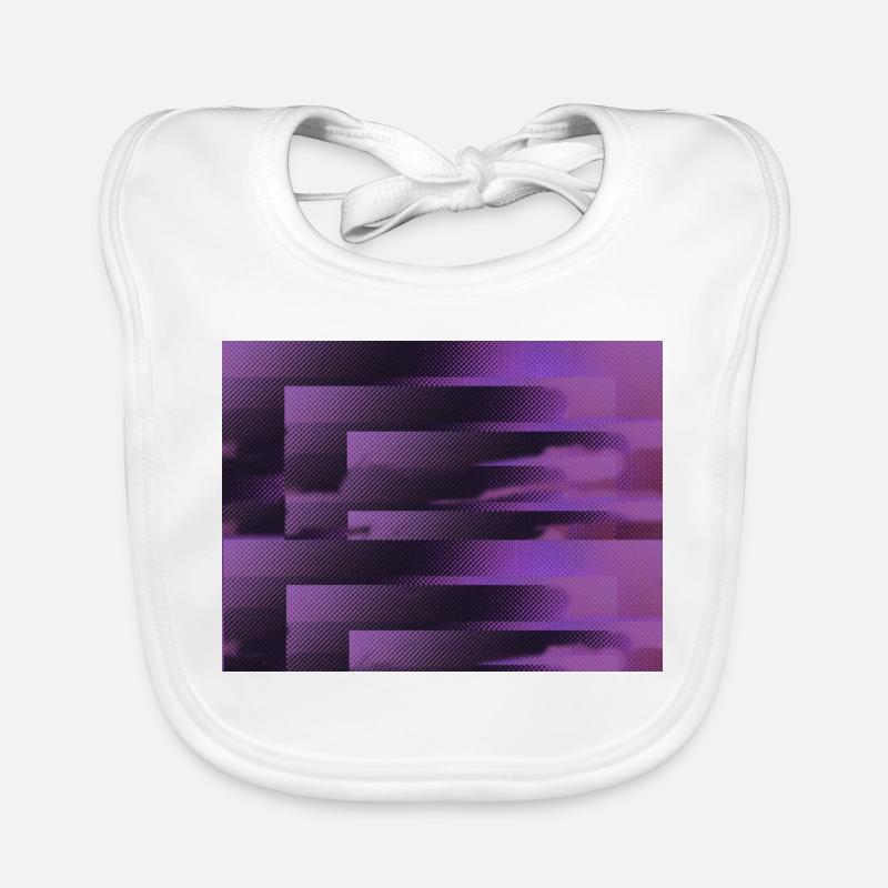 3D Glitch Purple Raster Neon Baby Bio-Lätzchen