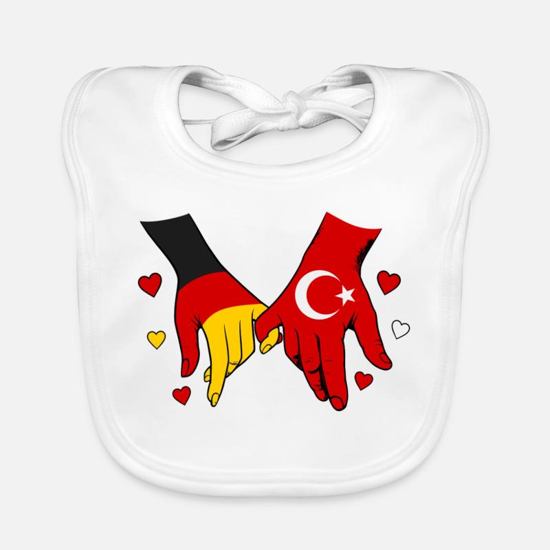 Germany Turkey Flags Holding Hands Organic Baby Bibs