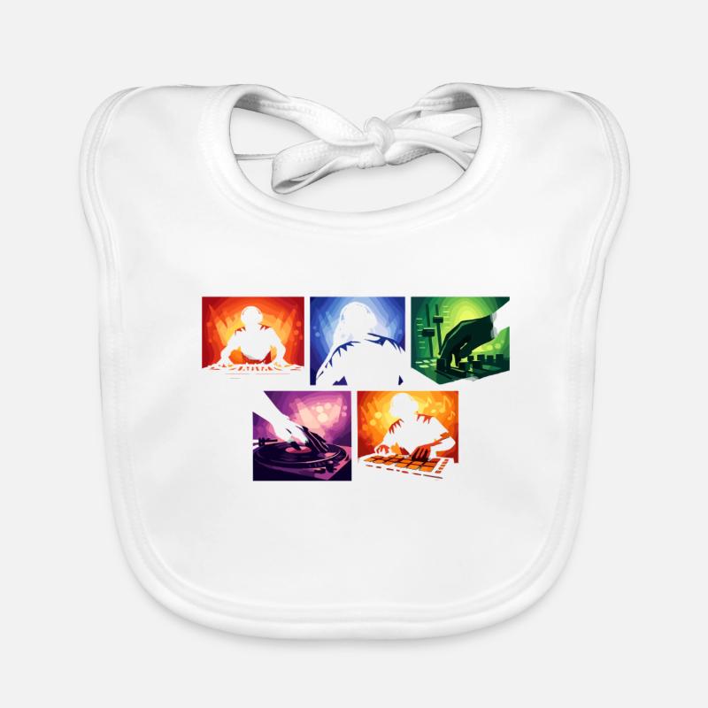 Schallwellen DJ-Set Farbexplosion Baby Bio-Lätzchen