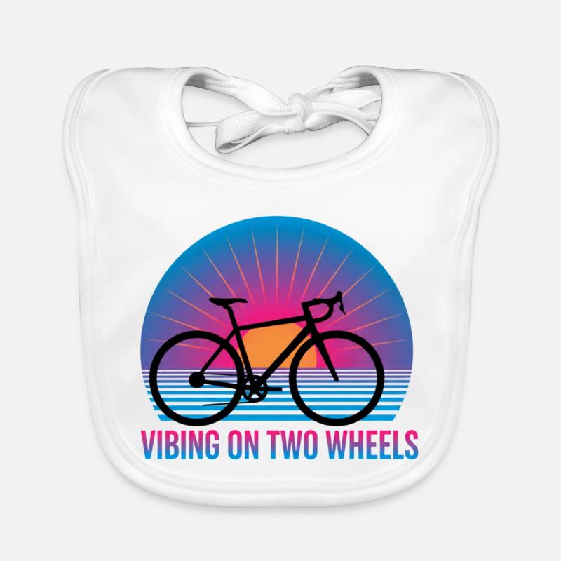 Vibing On Two Wheels Synthwave Road Bike Organic Baby Bibs