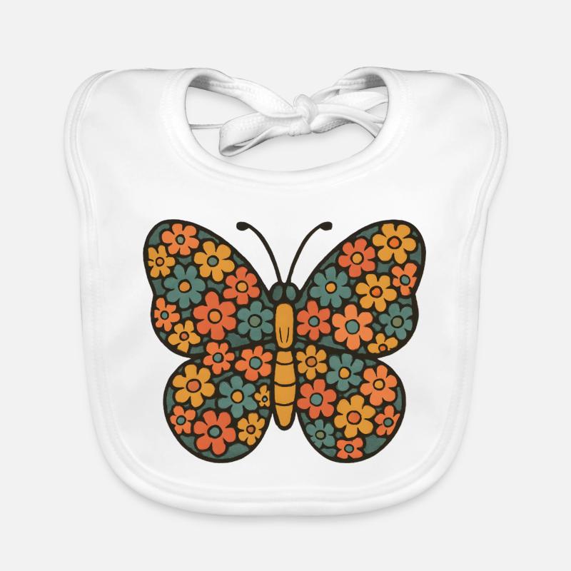 Flower Butterfly Pattern Organic Baby Bibs