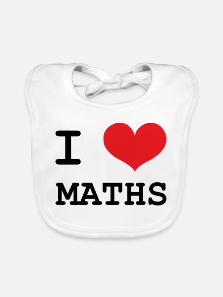 J'aime les Maths : Tee-shirt Passion Mathématiques - Bavoir bio Bébé - blanc - Devant