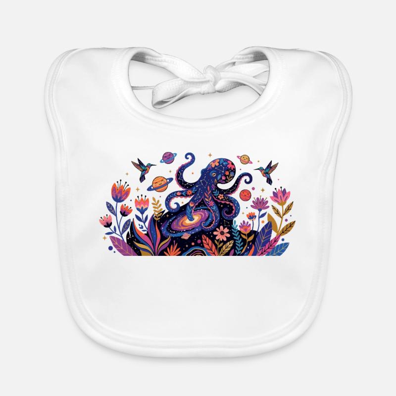 Psychedelic Kraken Bülten Nature Animals Pattern Organic Baby Bibs
