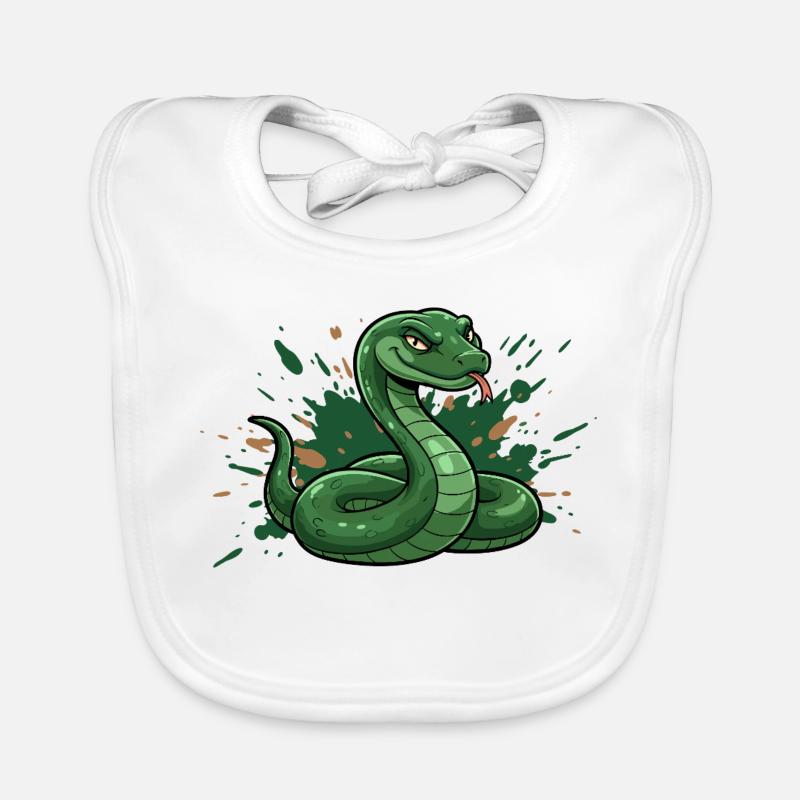 Serpent de dessin animé vert avec éclaboussures Bavoir bio Bébé