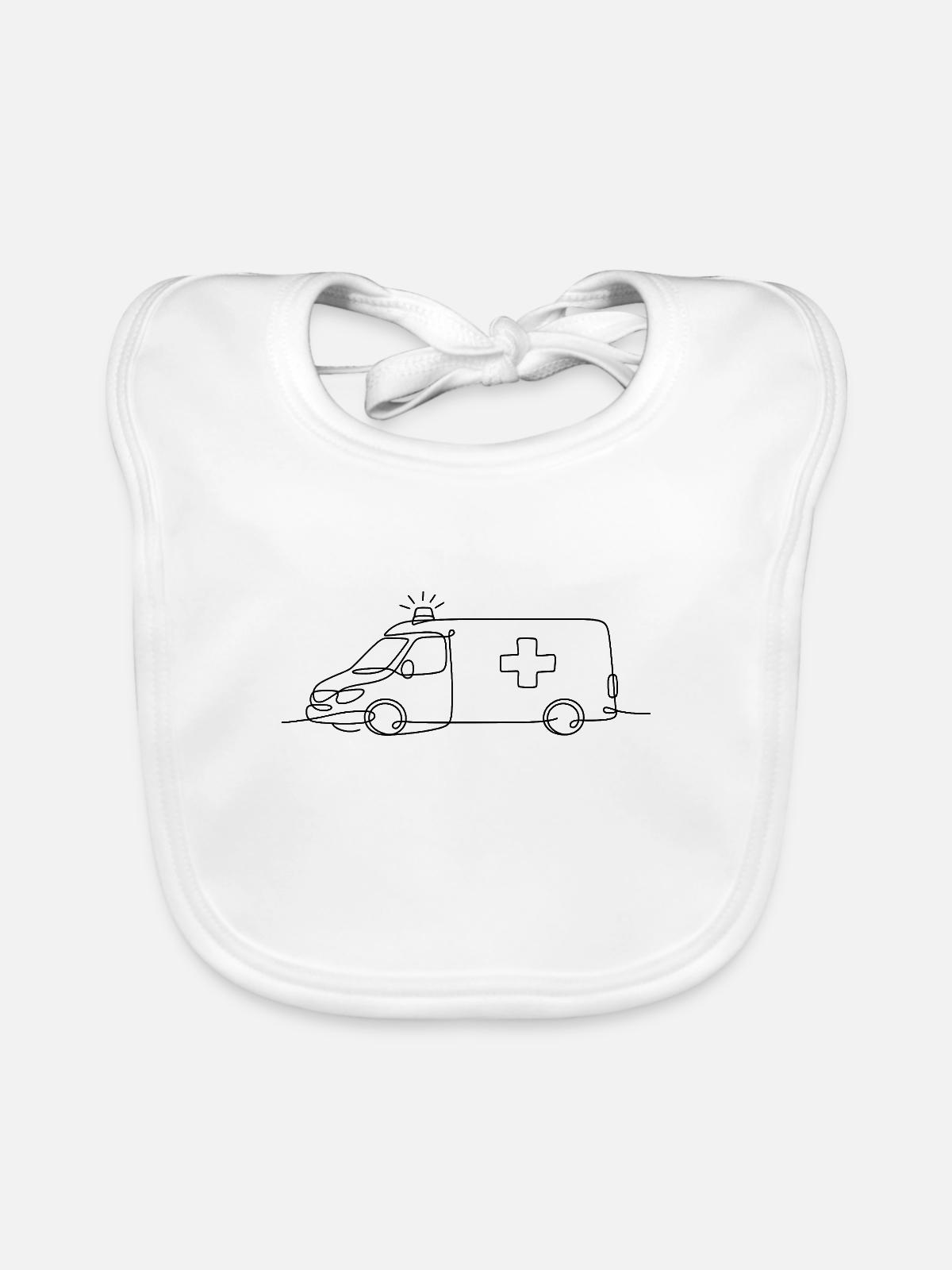 Krankenwagen - Baby Bio-Lätzchen - Weiß - Vorne