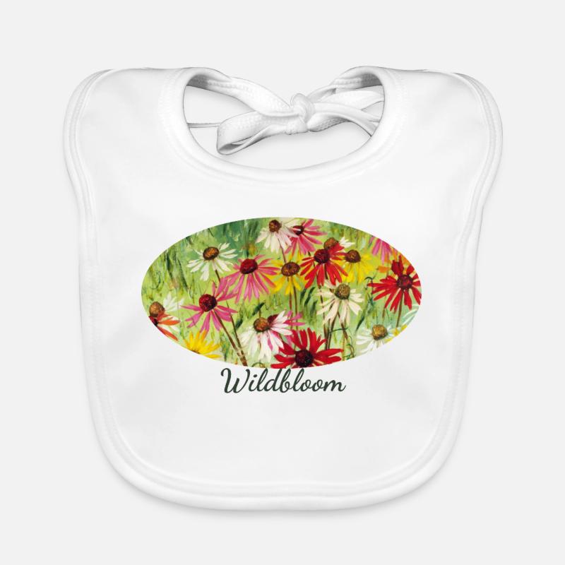 Wildbloom - Colorful Echinacea Meadow Fragment Organic Baby Bibs