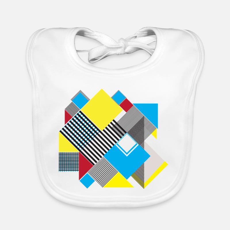 Geometric Color Square Composition Organic Baby Bibs