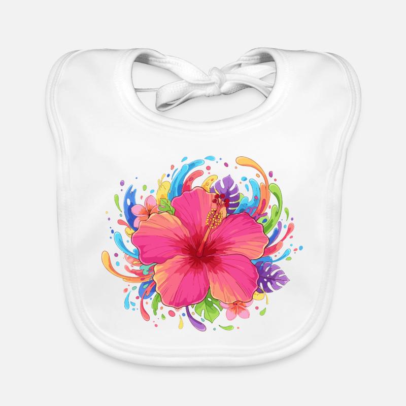 Explosion des couleurs de la fleur d’hibiscus Bavoir bio Bébé