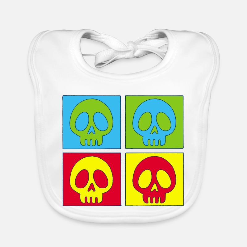 Skulls and four-colour printing Organic Baby Bibs
