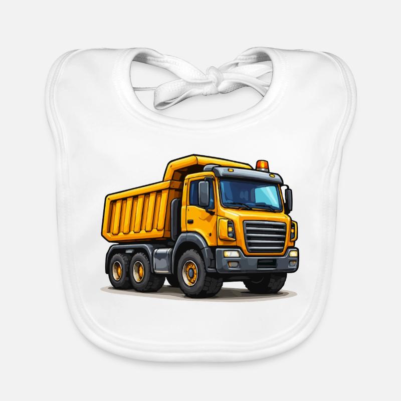 Construction Vehicle Dump Truck Organic Baby Bibs
