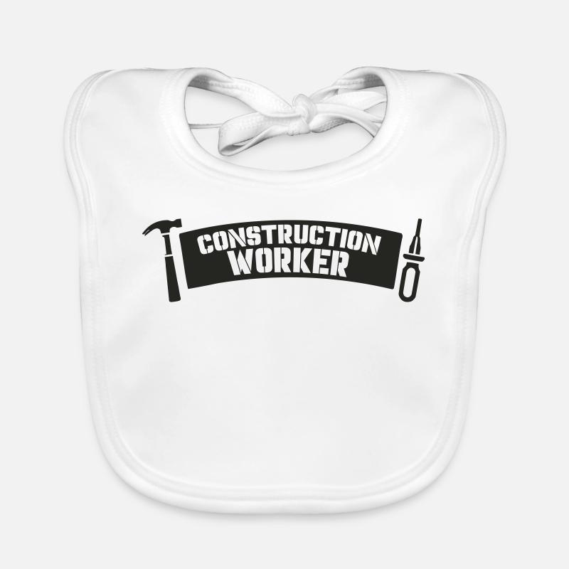 Construction Worker Motif Print Organic Baby Bibs