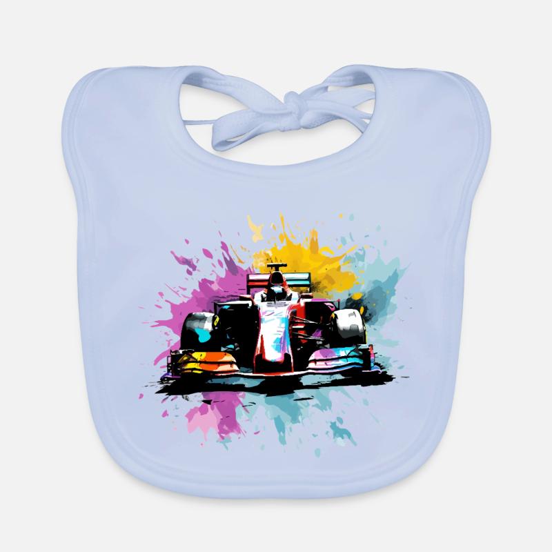 Splash Art coloré Rush Course Car Driver Racing Racing Bavoir bio Bébé