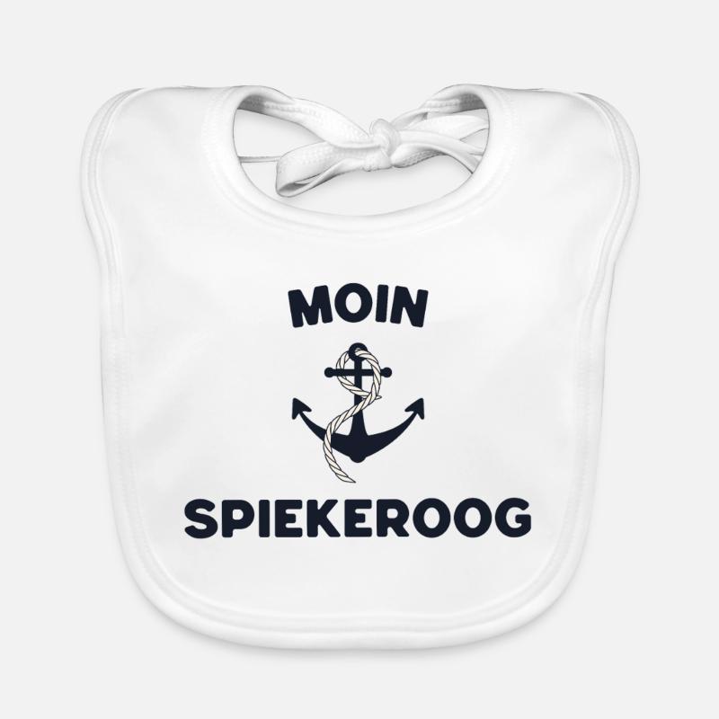 Moin Spiekeroog – Conception d’ancres maritimes - Bavoir bio Bébé - blanc